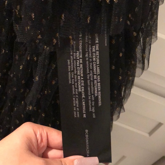 Black one shoulder dress with gold sparkle dots - Picture 4 of 4